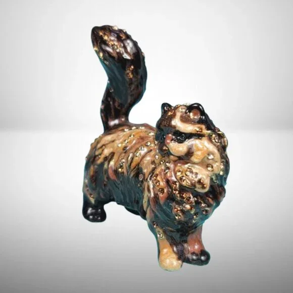 Jay Strongwater Persian Cat Maggie Mini Figurine With Swarovski Crystals - Picture 4 of 9